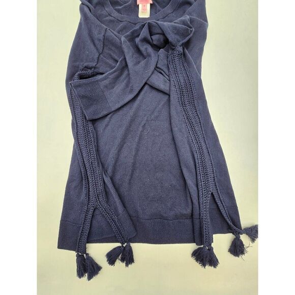 Lilly Pulitzer Womens Navy Sweater With Tassel Trim Accents Size M - Picture 3 of 6